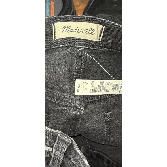 NWT Madewell High Rise Black Denim Shorts Size 24 Raw Hem - Picture 2 of 5